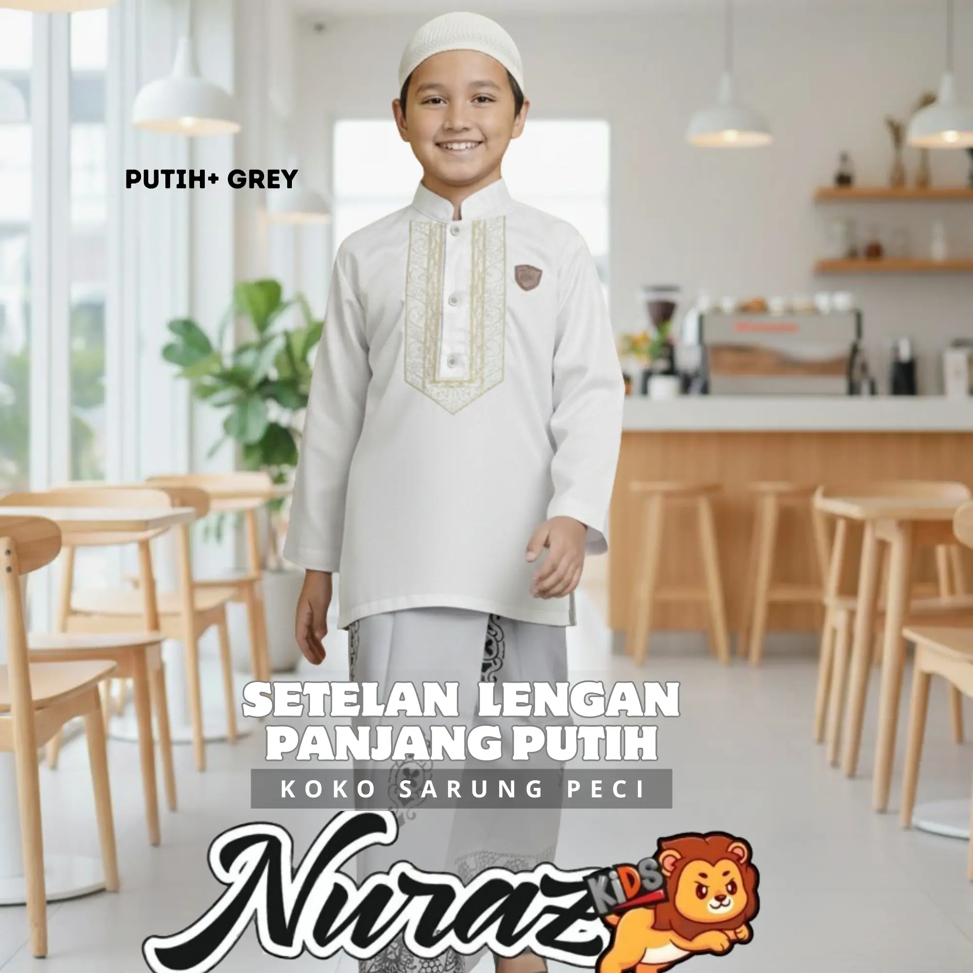 KOKO PUTIH+ SARUNG GREY