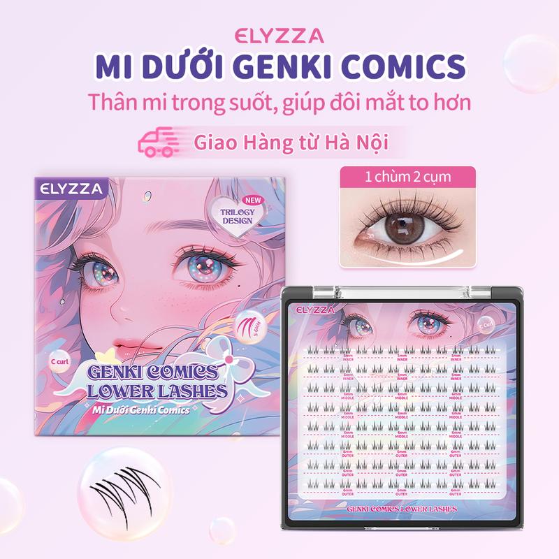 Gửi Từ Hà Nội Mi Dưới Genki Comics ELYZZA Mi Dưới Tự Nhiên Và Lông Mi Đẹp 5-6mm Mi Giả Tách Sợi Mi Cụm Dễ Dán Mi Chùm 3 Cụm Mi Sợi Có Thể Sử Dụng Được Nhiều Lần
