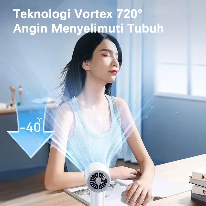 【COD】Kipas Mini angin portable Strong Wind 120 Daya tahan baterai yang kuat selama 16 jam Tampilan LED Kabel pengisi daya dan tali tangan gratis 4