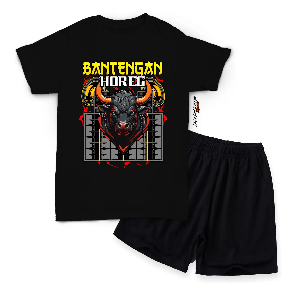 POSITIF MERCH BAJU KAOS SETELAN ANAK BANTENGAN HOREG SOUND SYSTEM MBEROT WISANGGENI LAKI PEREMPUAN