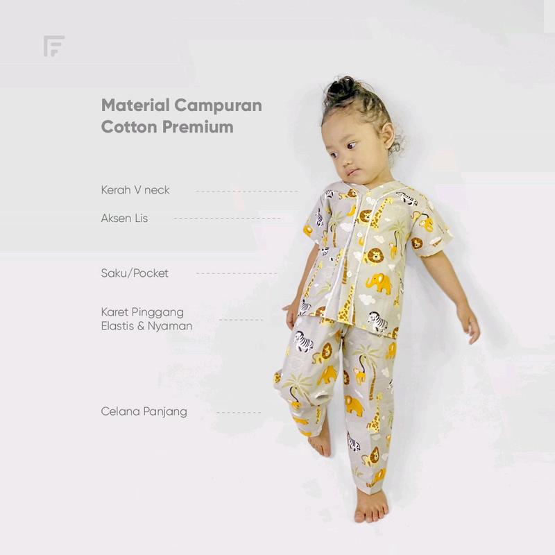 Piyama Anak Model V Neck Motif SWEET DANCE Usia 1-12 Tahun - Campuran Cotton Premium 2