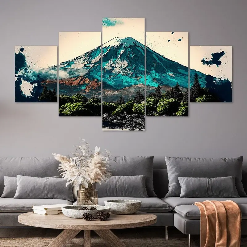 AINUN.....WALLDECOR HIASAN DINDING PAJANGAN RUANG TAMU MOTIF PEMANDANGAN 1SET 5PICIS/HIASAN DINGDING DEKORASI RUMAH POSTER KAYU MDF Kualitas Tinggi 6