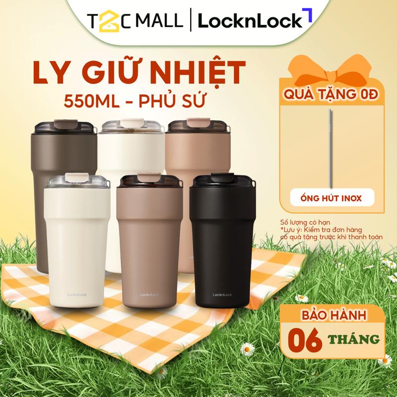  Ly Giữ Nhiệt LocknLock 500ML thép không gỉ 304 phủ sứ Bình Giữ Nhiệt Cao Cấp Nhỏ Chính Hãng Có Dây Đeo LHC4357 - T2C Mall 