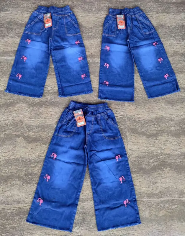 celana kulot/jeans anak anak motif barbie usia (3-10) tahun Santai Jeans Kulot Bordir Perempuan Fashion 3
