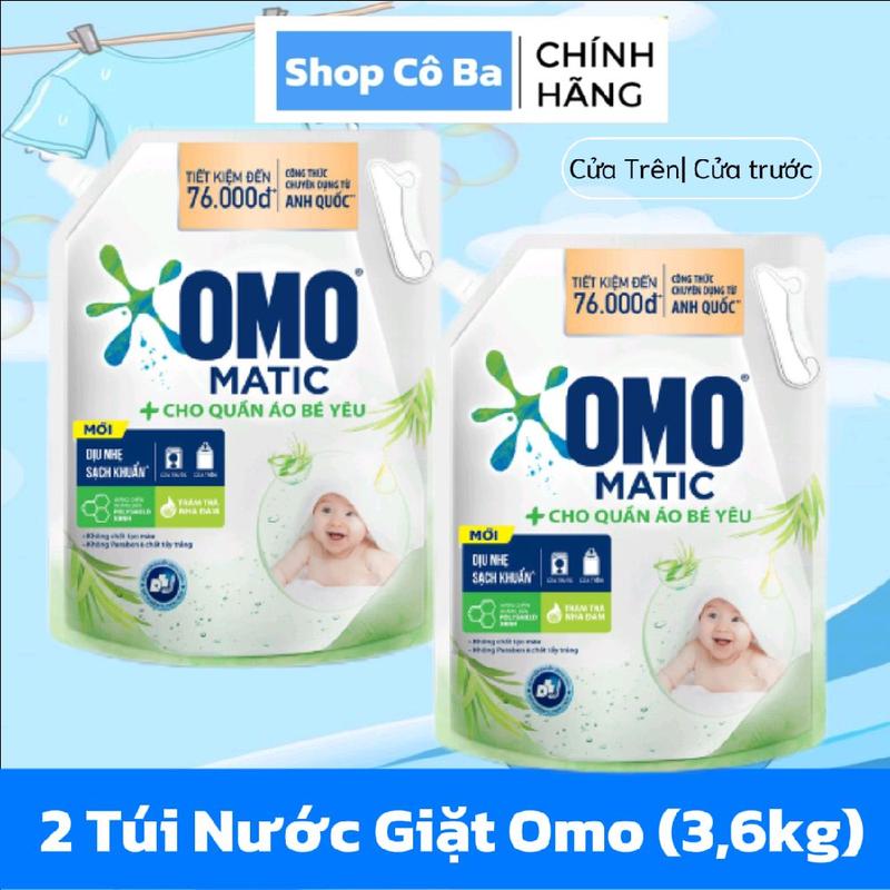 COMBO 1Túi 2Túi Nước Giặt Omo 3,6kg Cho Bé yêu, Có 2 Mùi