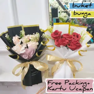 Buket Bunga Mawar Artificial Merah Flowers Bouquet Ulang Tahun Wisuda Hadiah Graduation Valentine Cowok Cewek Kado Pelulusan
