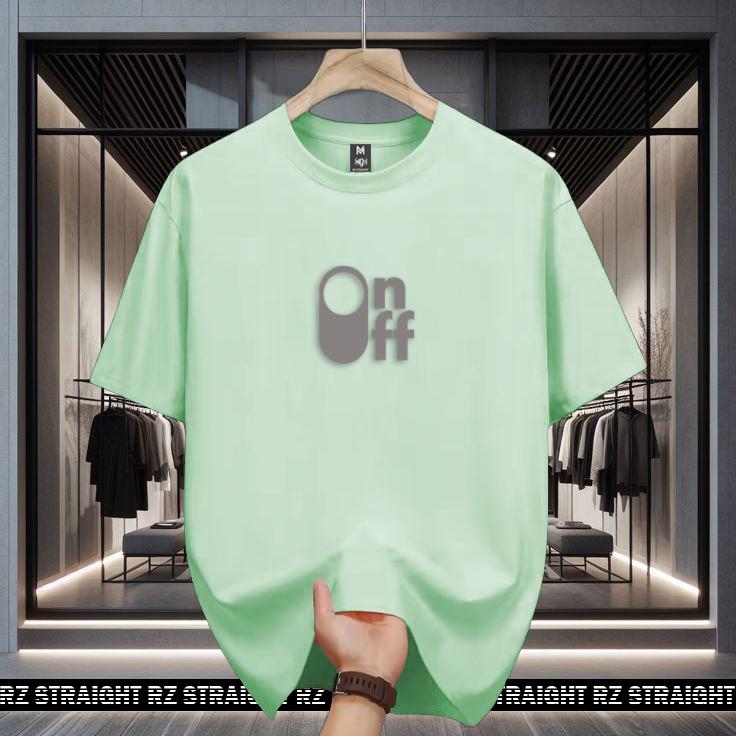 Baju Kaos Pendek Rz Straight On Off Motif Silver Casual Unisex Sablon Cowok - Fit, Panjang 3