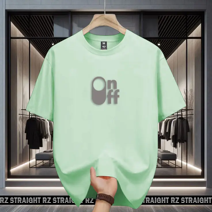 Baju Kaos Pendek Rz Straight On Off Motif Silver Casual Unisex Sablon Cowok - Fit, Panjang 3
