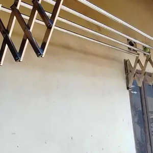 Jemuran Baju Tempel Dinding Jemuran Pakaian Lipat Stainless Stee Jemuran Tempel Dinding Multilayer Jemuran Pakaian Minimalis Jemuran Lipat Dinding 200CM Jemuran Dinding 304 Dari Stainless Steel Jemuran Pakaian Dinding
