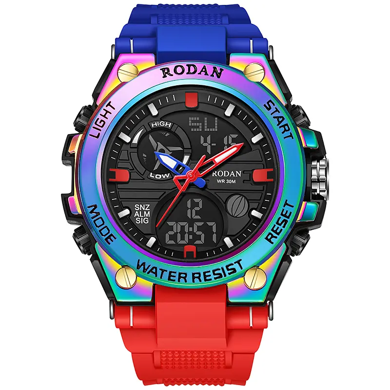 RO DAN SPORT8002Jam tangan elektronik keren, sporty, multifungsi, personal, kasual, tahan air ala Korea, modis, dan serbaguna 2
