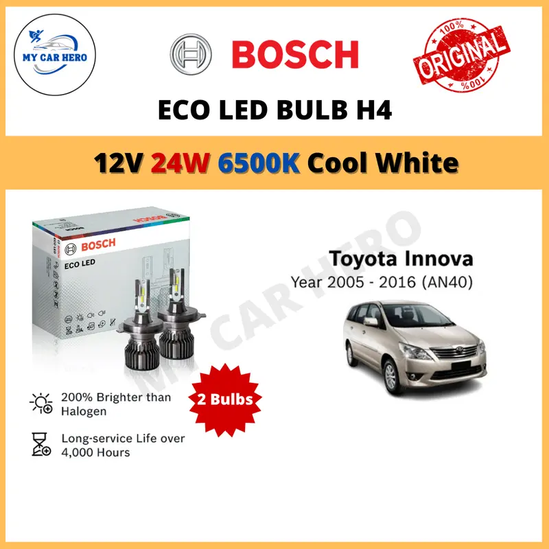 BOSCH Eco H4 LED Headlamp Bulb Cool White (2pcs) 12V 24W for - TikTok ...