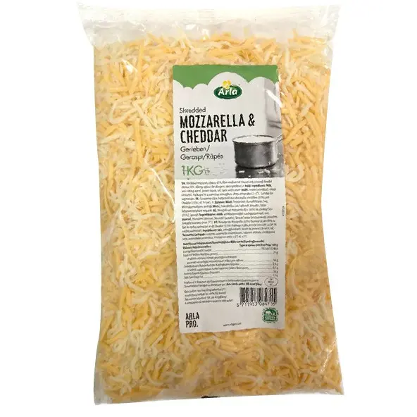 [FROZEN] Arla Frozen Shredded Mozzarella Cheese & Cheddar 1kg | Halal