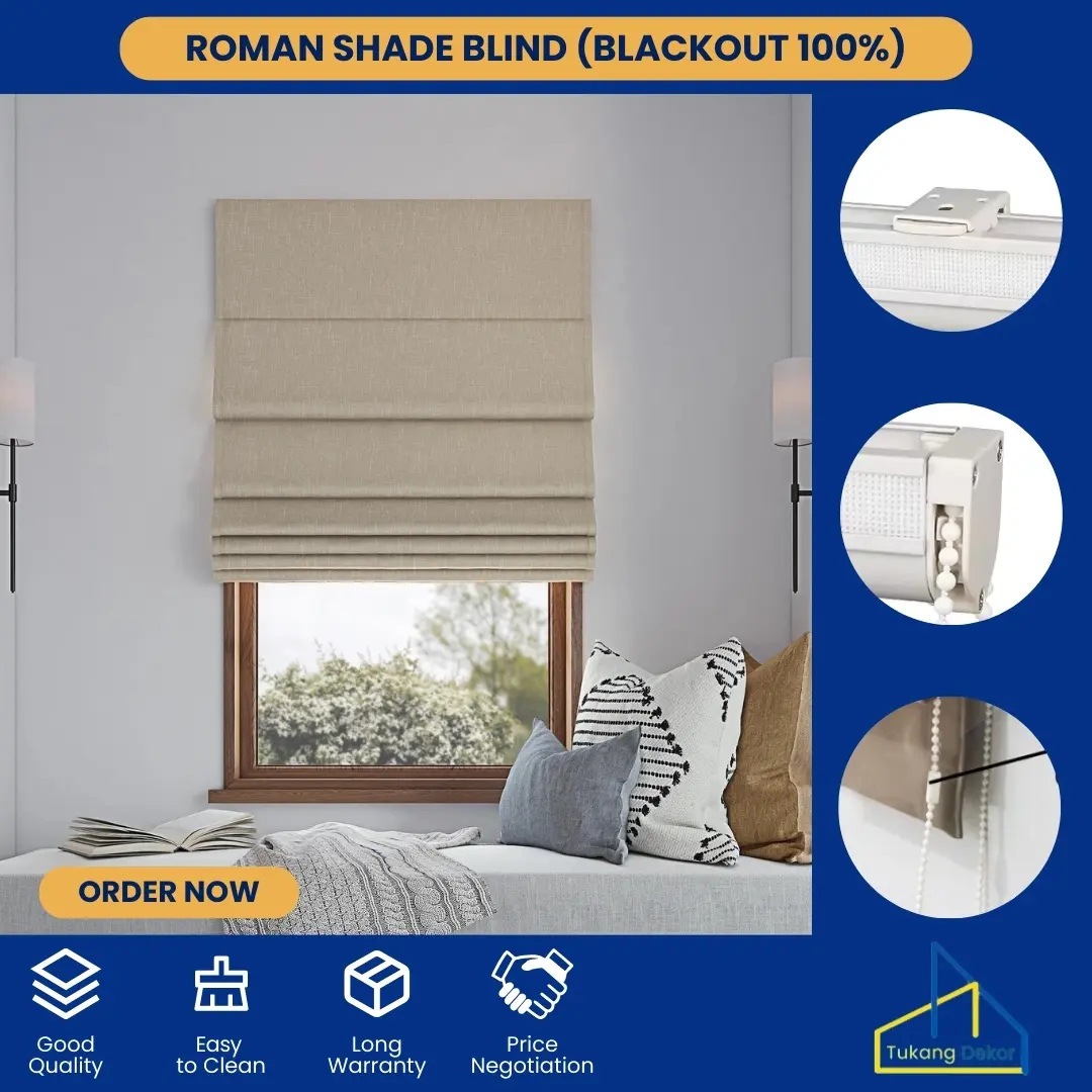 Custom Tirai Jendela Roman Shades / Gorden Lipat Modern Minimalis Custom (Dimout 80% / Blackout 100%) [Garansi Promo Harga Custom Gorden Termurah]