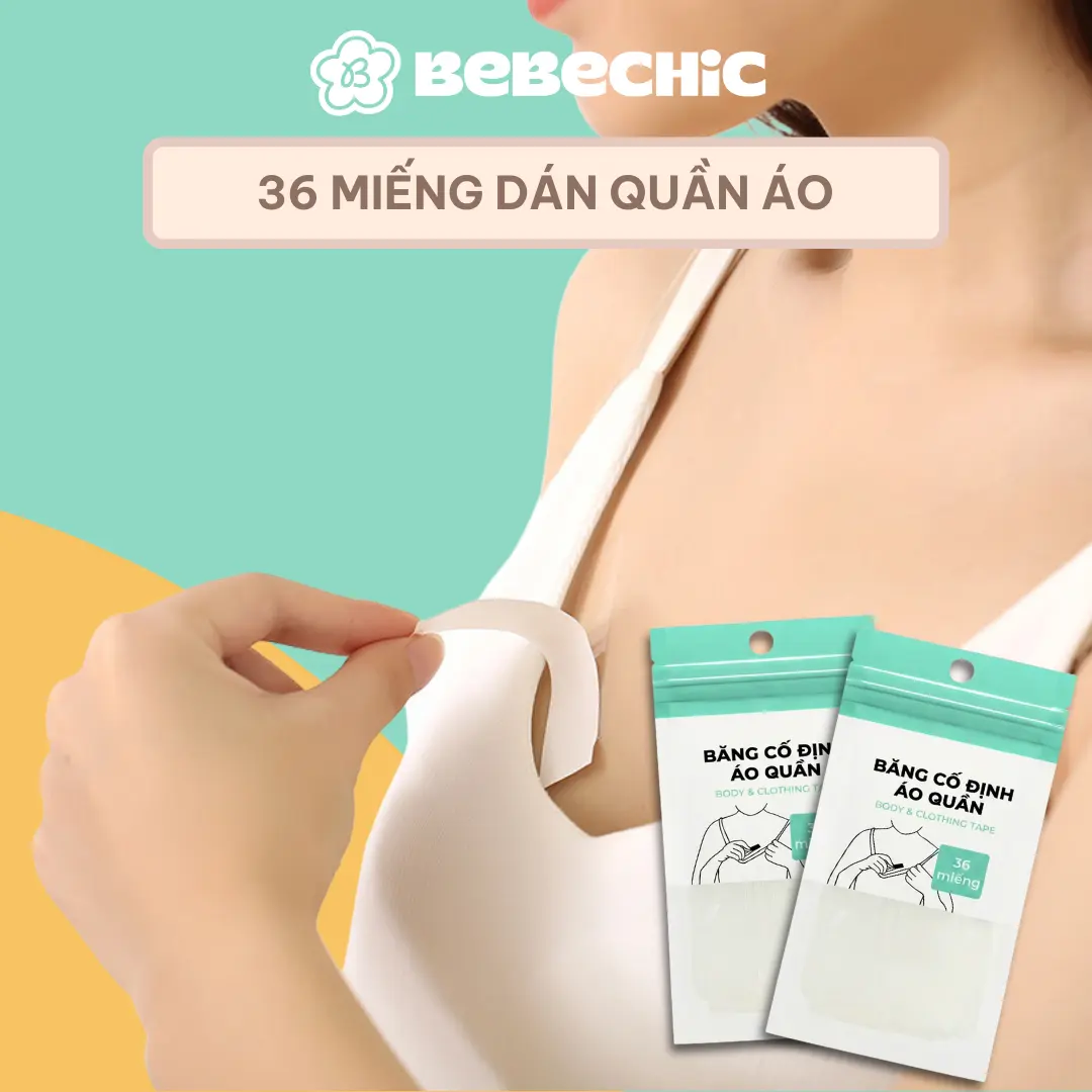 36 Băng Dính Cố Định Quần Áo BEBECHIC Dán 2 Mặt Siêu Mỏng Chống Lộ, Vai Áo Váy Unisex