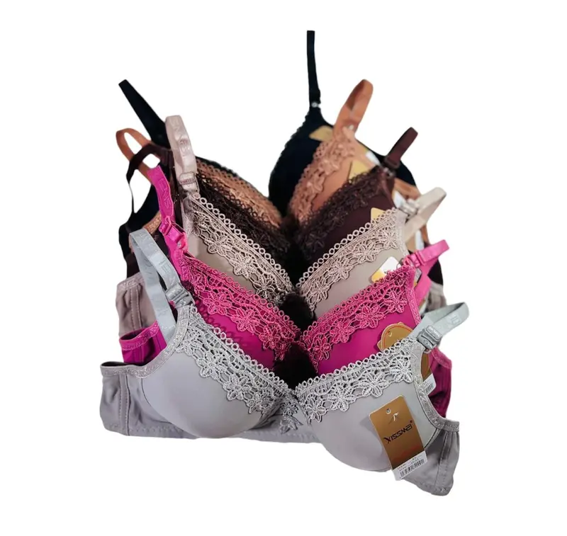 Bra Renda Xissmei Non Kawat Busa Tipis Size 34-40 Set 3 Wanita - Katun Bh Dewasa Motif 1
