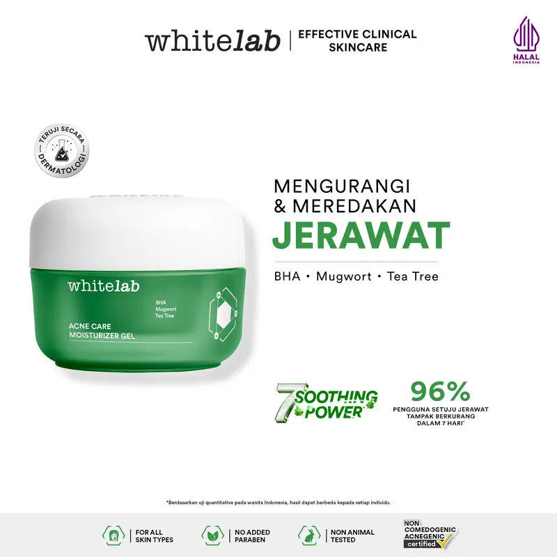 [SPECIAL RACUNINSKINCARE] WHITELAB ACNE CARE MOISTURIZER GEL - PELEMBAP KULIT WAJAH UNTUK MENENANGKAN DAN MEREDAKAN JERAWAT PAGI MALAM DENGAN BHA, MUGWORT & TEA TREE [BPOM] Berjerawat Treatment 0