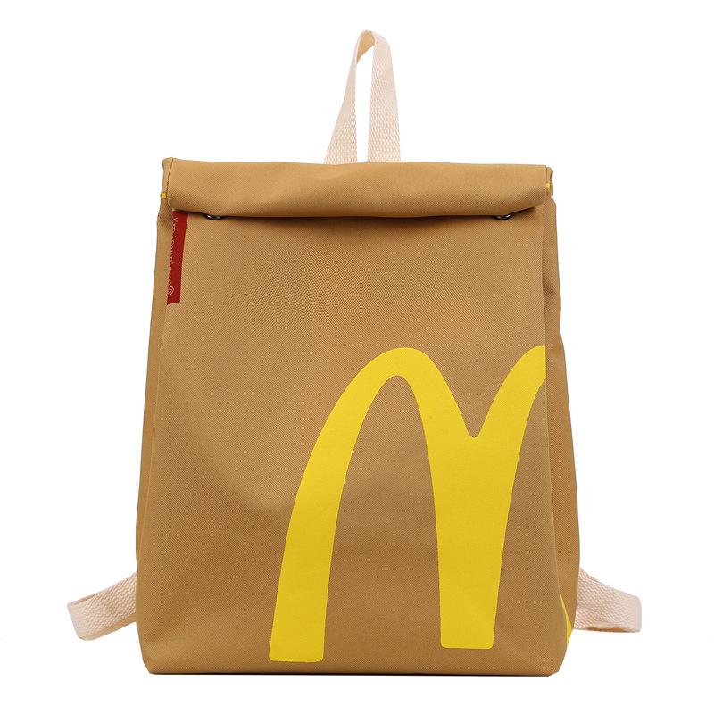 Túi đi học phong cách Người Nổi Tiếng trên Internet thiết kế mới của McDonald ba lô Vải dành cho phụ nữ dung lượng lớn thích hợp cho sinh viên đại học mặc định balo mcdonald's thanh hoa hamburger cặp thêm tái chế canvas vintage xuhuong bling bag