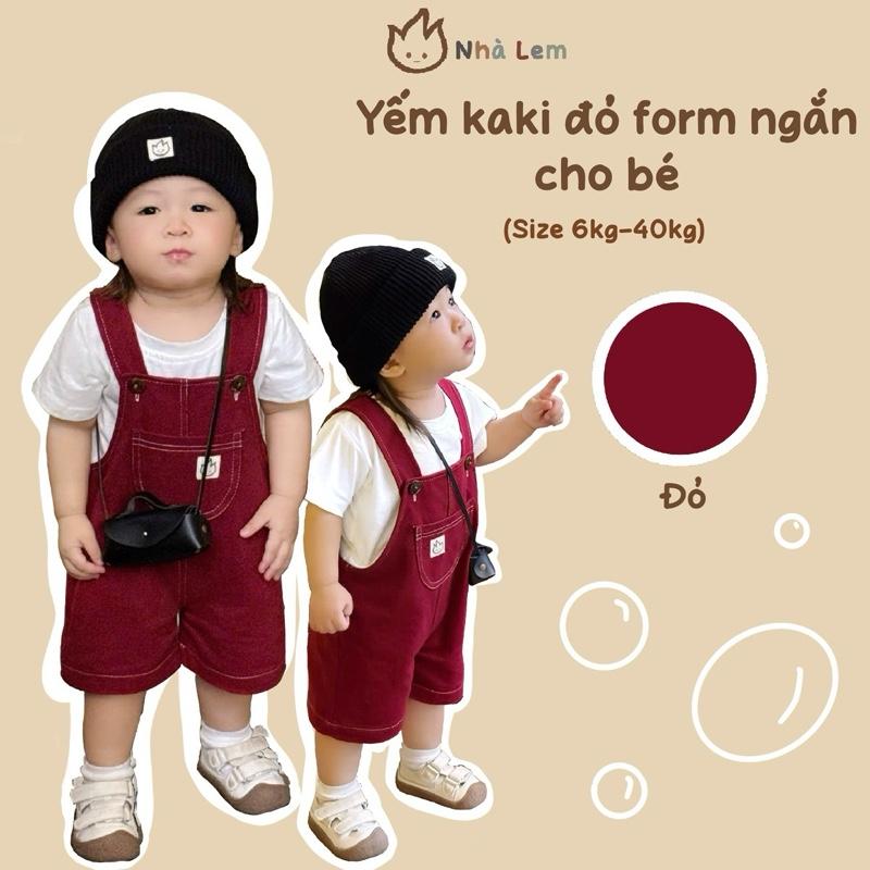 Không kèm áo Yếm Ngắn Kaki Đỏ Cho Bé Nhà Lem Kids