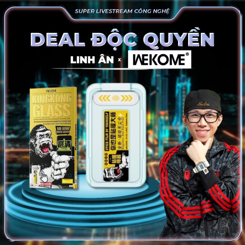 WEKOME x Linh Ân CHÍNH HÃNG Kính Cường Lực KINKONG WEKOME WTP-034 057 Khung Tự Dán Trong Suốt Chống nhìn trộm Cho iPhone X–17 Pro Max
