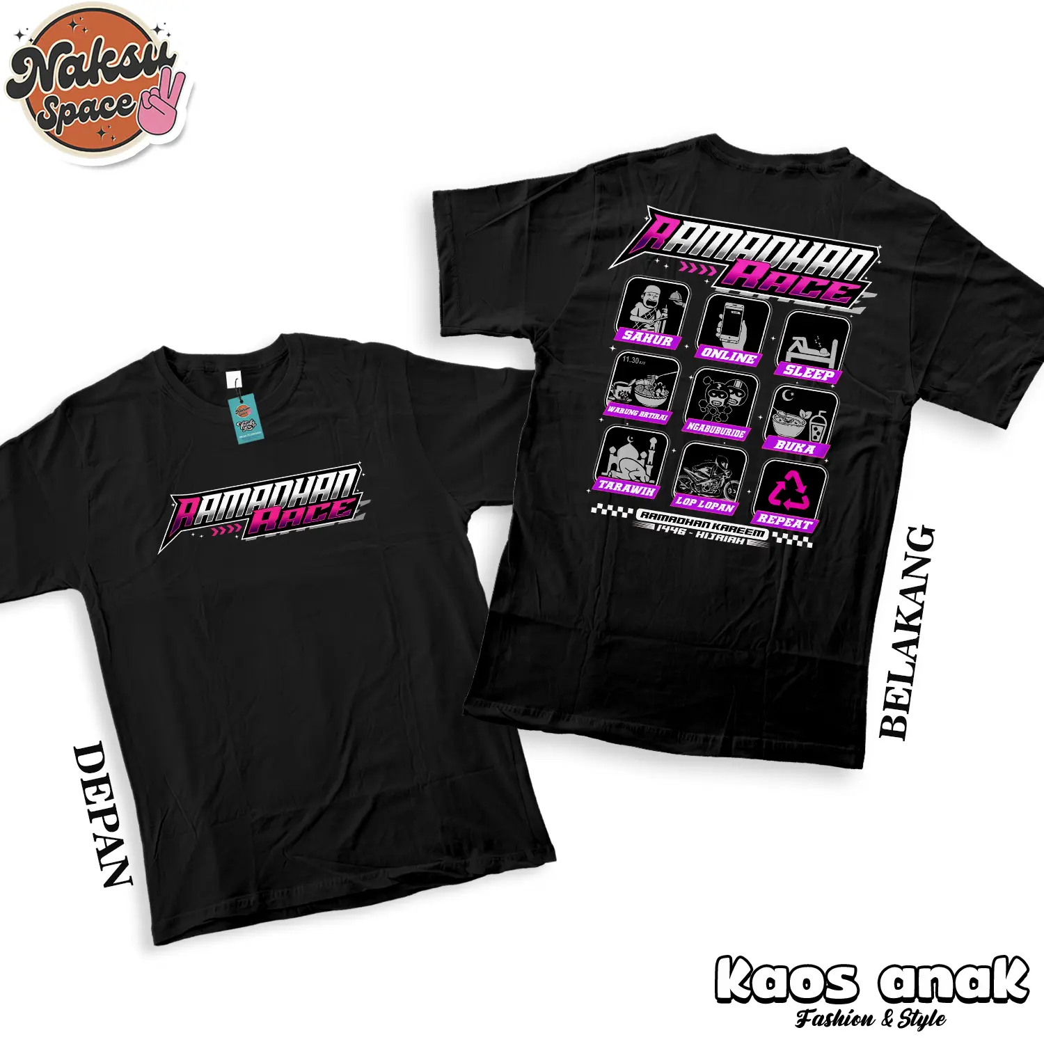 KAOS ANAK RAMADHAN RACE TERBARU 2025 BAJU LEBARAN ICON DI BULAN PUASA