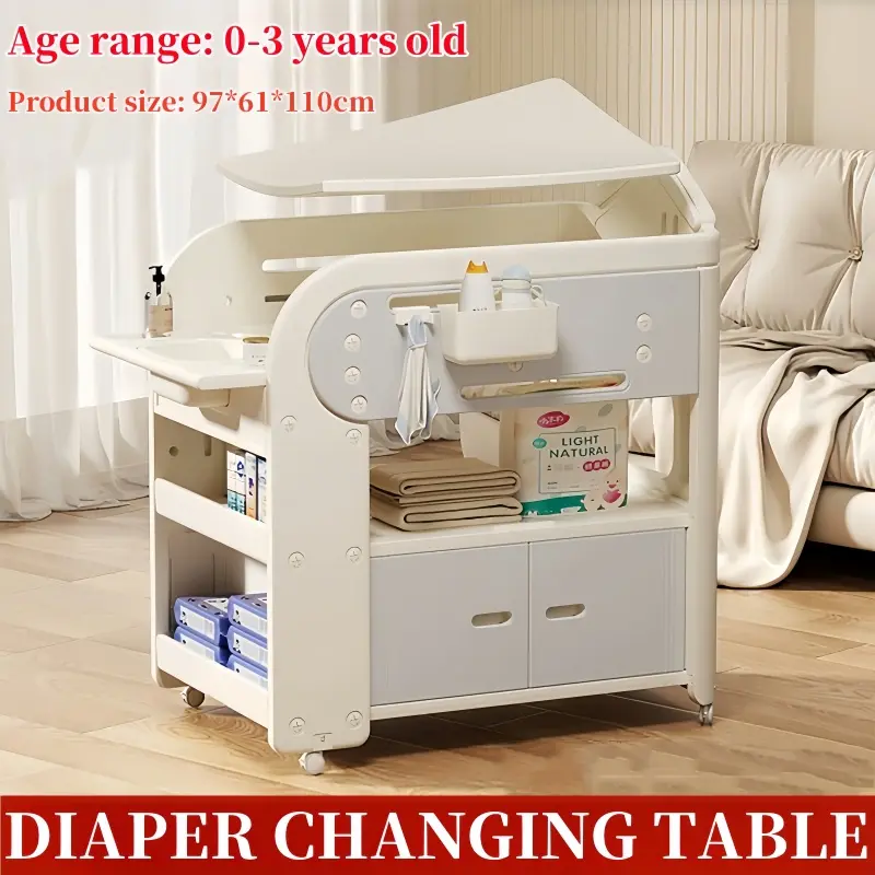 Portable Baby Changing Table with Waterproof Surface for Easy Cleaning - Cream Grey