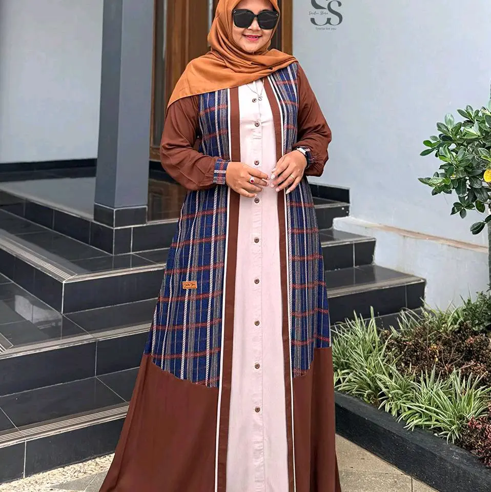 GAMIS MUSLIM CHOCOLATE SQUARE DRESS WANITA RAYON TWILL BY SAULIN STORE