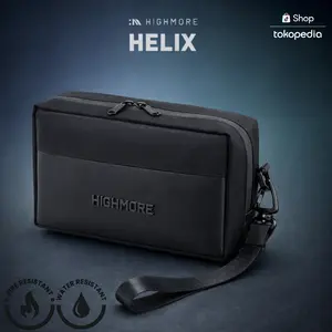 HIGHMORE HELIX - Exclusive Series Tas Selempang Hitam Pria Clutch Bag Handbag 3IN1 Tahan Air & Api Bahan Premium Original Water Resistance Anti Bara Api