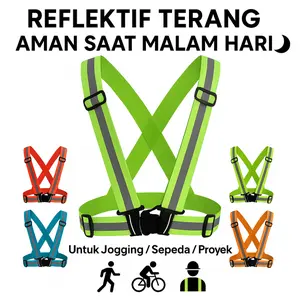 Rompi Safety Reflektif Elastis V – Rompi Kerja Proyek, Sepeda, & Jogging Malam Outdoor