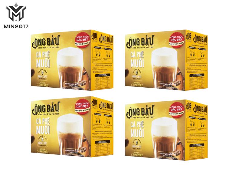 Combo 04 Hộp Cà Phê Muối Hòa Tan Ông Bầu (Hộp 10g x 22gr) - MIN2017