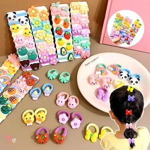 [COD] 10PCS Set Ikat Rambut Anak Karakter Towel Ring Model Donat