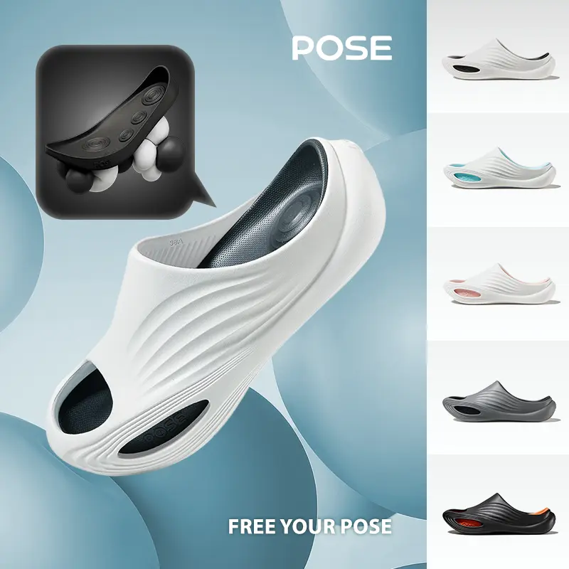 【pose_id_live Recovery Sandal】【Dukungan Ginting】POSE x RELAX AIR sandal elastisitas Nyaman pembasahan Dukungan plantar Bernapas Olahraga di luar ruangan Pria dan wanita Pasangan Santai Serbaguna canggih Kepopuleran 2025 Produk baru P1257306 0