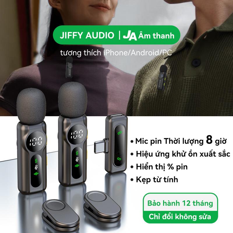  JA L02 Micro Không Dây Kiểu Ve Áo Khử Tiếng Ồn Mic Vlog Tương Thích Với iPhone Và Android micro cài áo không dây 