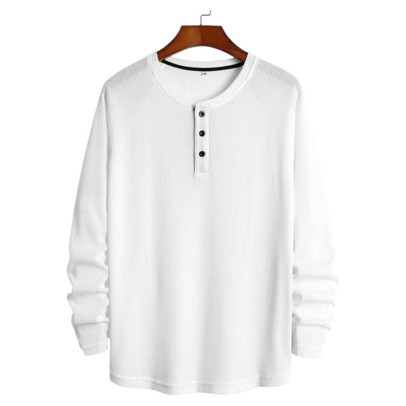 Product Introduction of KAUS KANCING WAFFLE LENGAN PANJANG PRIA MODEREN TERBARU Baju Hitam 10