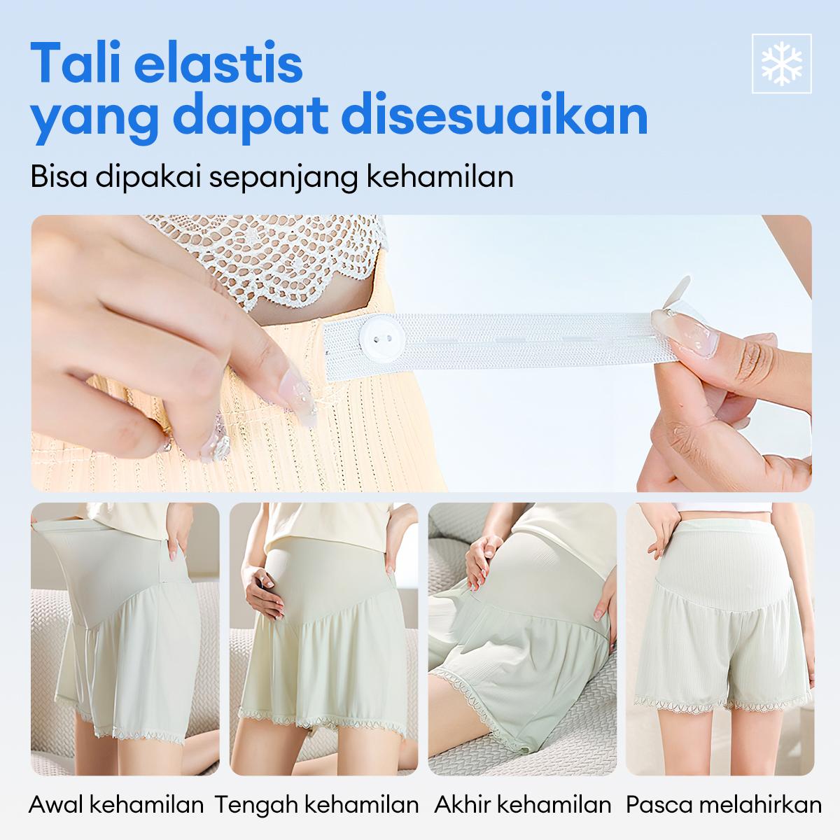Angel Mommy Celana Keselamatan Bersalin Es Sutra Renda Penyangga Perut Pinggang Tinggi Ukuran Plus Musim Panas Celana Pendek Bernapas Tipis Keren Celana Bersalin 3 Titik 223