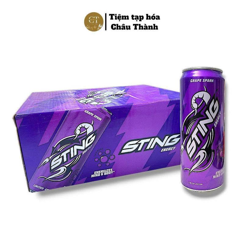 Thùng 24 lon Sting Tím Thái Lan Nước ngọt - Hương vị chanh mát lạnh