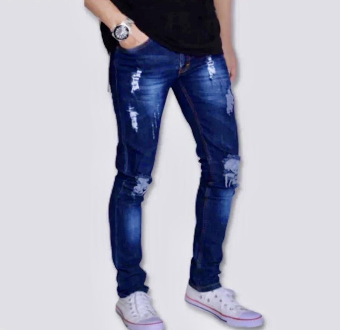 CELANA JEANS PANJANG PRIA SOBEK FASHION CELANA SOBEK TEMBUS JEANS PANJANG PRIA KENIAN Skinny Ripped Nyaman Melar Soft Hitam Slimfit Distro Coklat Pensil Stretch Karet kasual regular Trousers Keren Cowok Dewasa Keren Cowok atletis polos navy Elegant Steamp