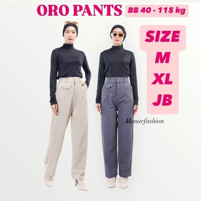 Menar Fashion - Oro Pants Knit Celana Panjang Korean Style / Celana Panjang  Melar  Highwaist Panjang Kulot Panjang Kerja Wanita Basic 0