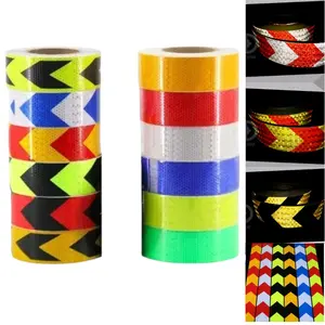 Sticker Reflective 50mm Skotlet Stiker Reflektor Lakban Pemantul Cahaya Tanda Panah Warning Sign Replektor Reflektif Meteran Roll Pita Peringatan Malam