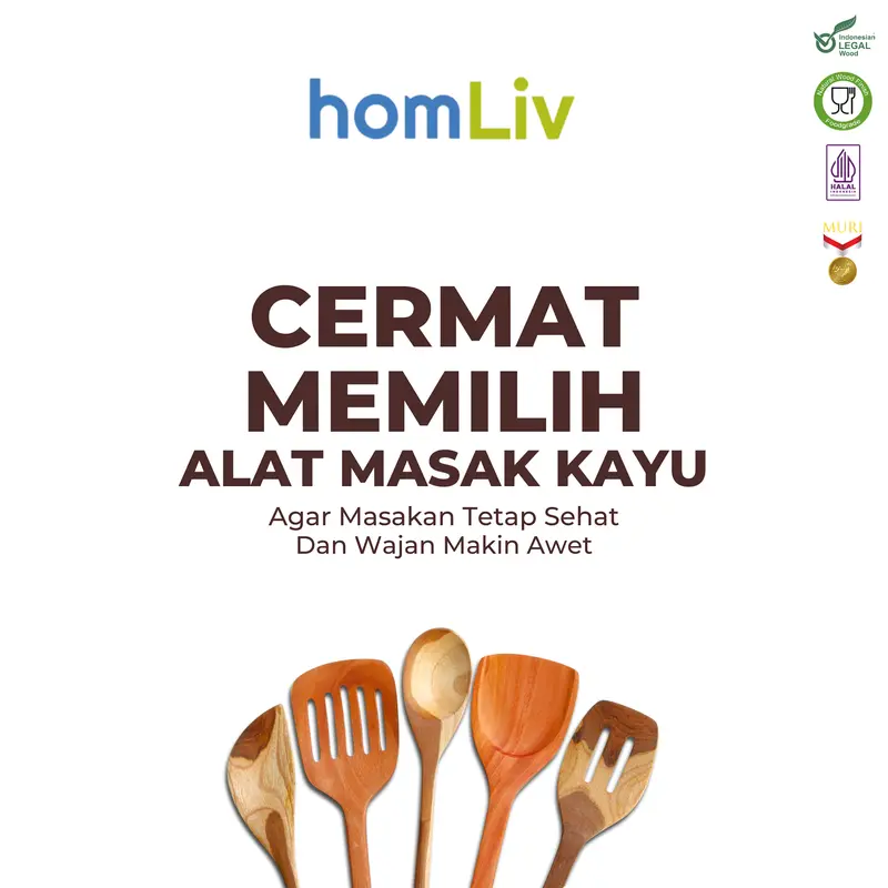 homLiv Sutil Kayu Legaran Angsana Cendana Montana Alstonia Wood Spatula Alat Masak Food Grade Kitchenware 6