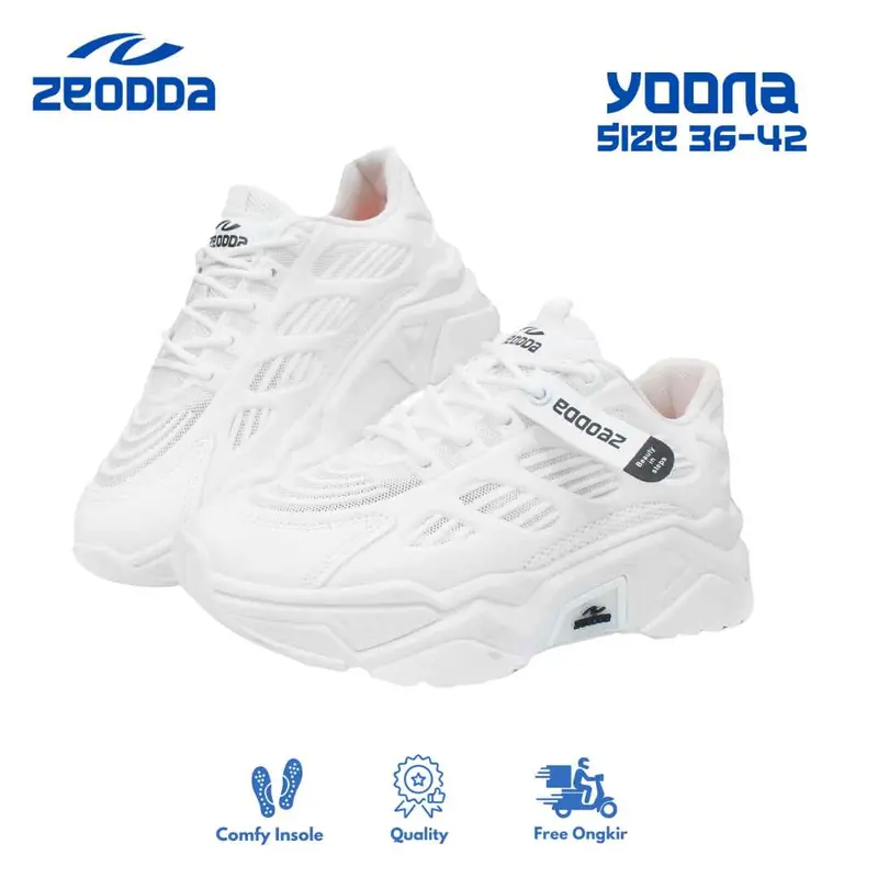 Zeodda Yoona V2 Sepatu Sneakers Wanita Casual Shoes Olahraga  - Full Pink - Karet, Black 1031 8