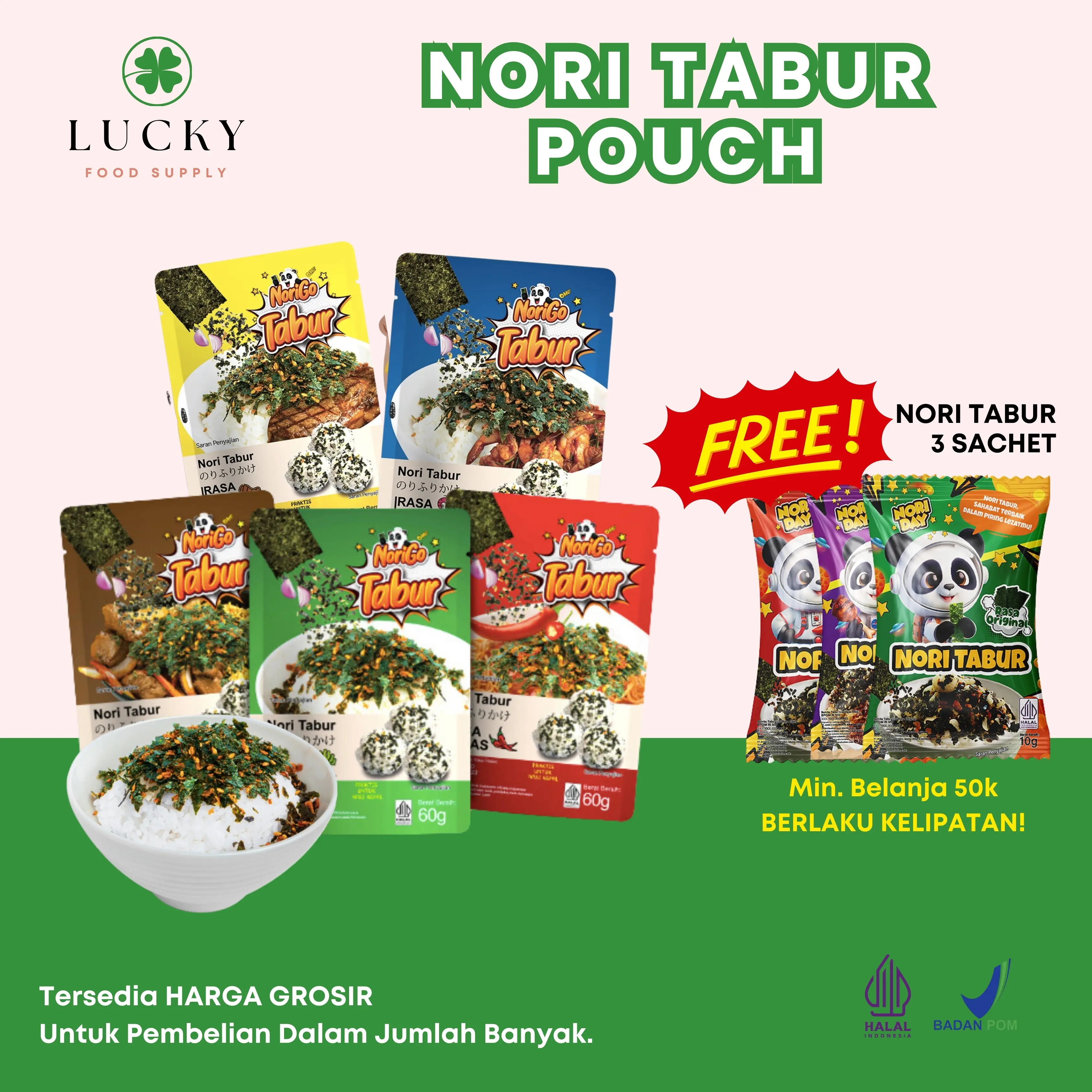 Nori Tabur Pouch / Rumput Laut Panggang 60 GRAM