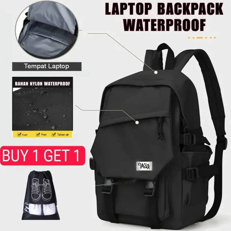 Ransel laptop waterproof backpack / tas distro unisex pria wanita / tas kerja fashion / tas sekolah 0
