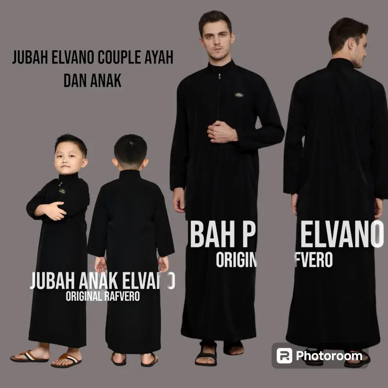 Baju jubah gamis elvano couple ayah dan anak - jubah gamis pria baju koko gamis anak laki-laki 4.5.6.7.8.9..10.11.12 tahun jubah polos sanghai Muslim Dewasa 5