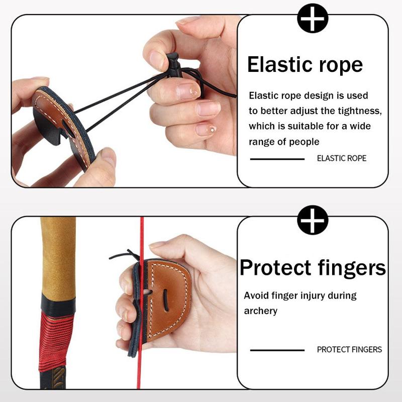 Product Introduction of Double-deck Leather Archery Finger Guard Protection Glove Tab Protector Shooting Pad Bow E0L0 37
