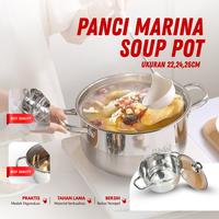 Gambar 24CM - Panci Sup Marina Bahan Stainless Steel Premium Tebal High Quality Tutup Kaca Pot Kitchenware - SP - 24 CM dari BMW Kitchenware Kota Administrasi Jakarta Barat 1 Tokopedia