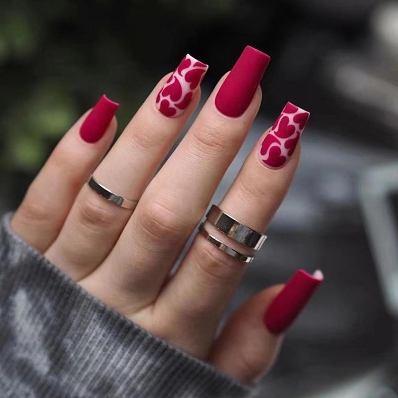 Product Introduction of [Glue Included] Stylish and Shiny Medium-Long Detachable Handmade Square False Nails [24-Piece Set] 25