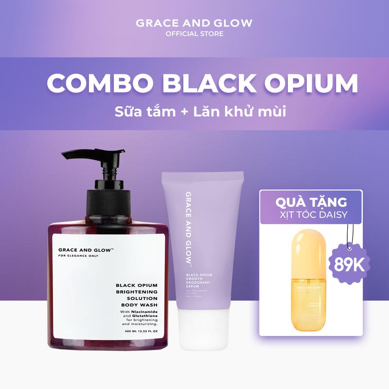 [Tặng quà chỉ có trong live] Combo Sữa Tắm Black Opium và  Lăn Khử Mùi Black Opium tặng Xịt Tóc Daisy Grace And Glow 400ml + 50ml + 100ml
