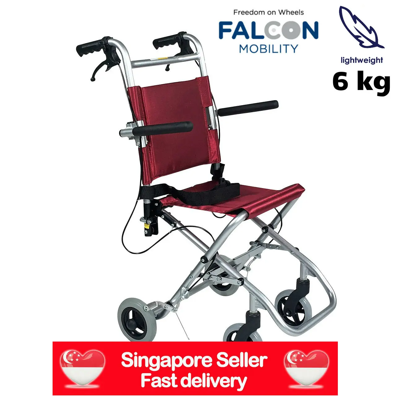 Falcon Micro Transit Chair with Travel Bag 6kg (Wheelchair Alternative)