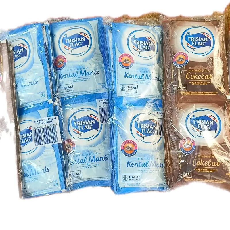1 Pak ( isi 6 sachet) Susu Kental Manis FRISIAN FLAG Bendera kemasan sachet 38 gr Rp 8.500 4