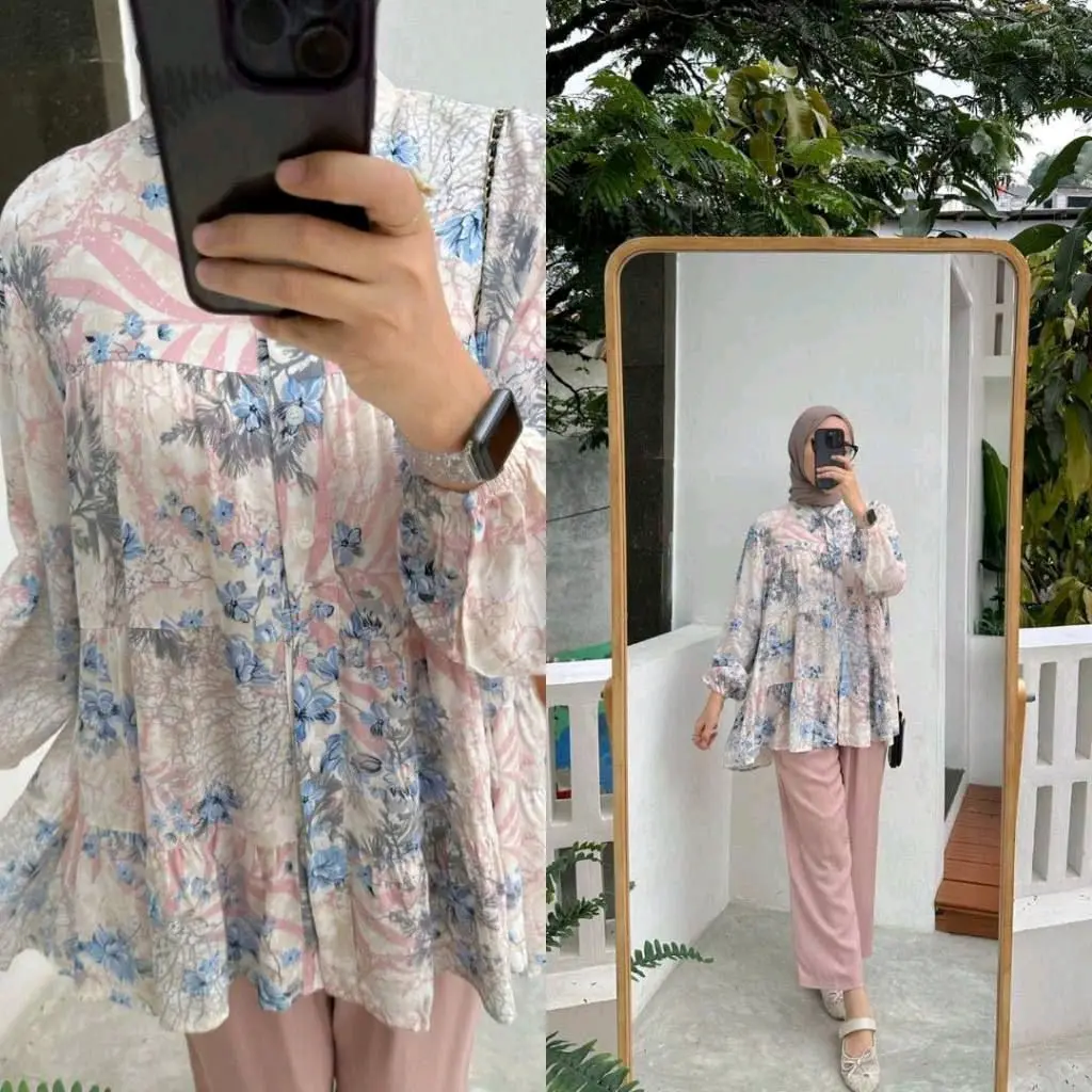 Setelan Jesika Rayon Premium Mix Crinkle Airflow Celana Kulot Wanita